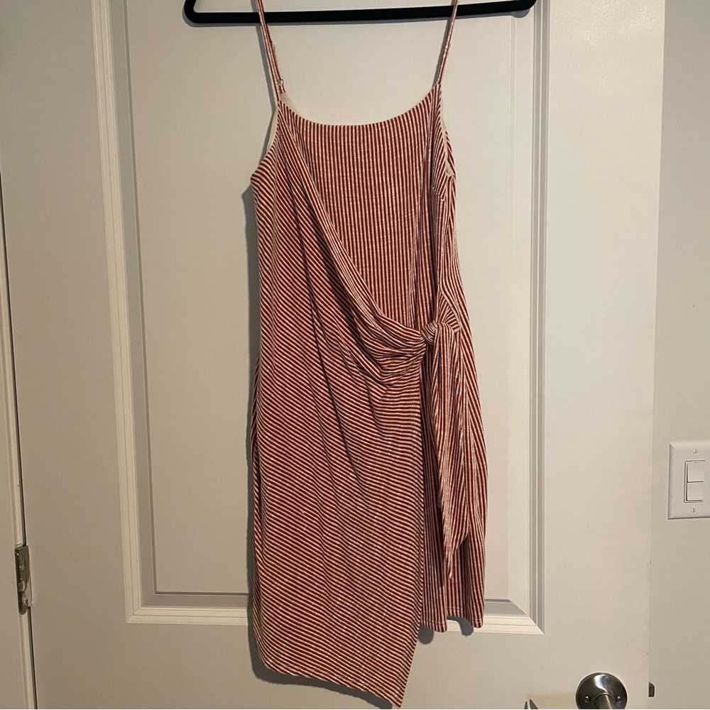 Pinstripe Wrap-Style Dress